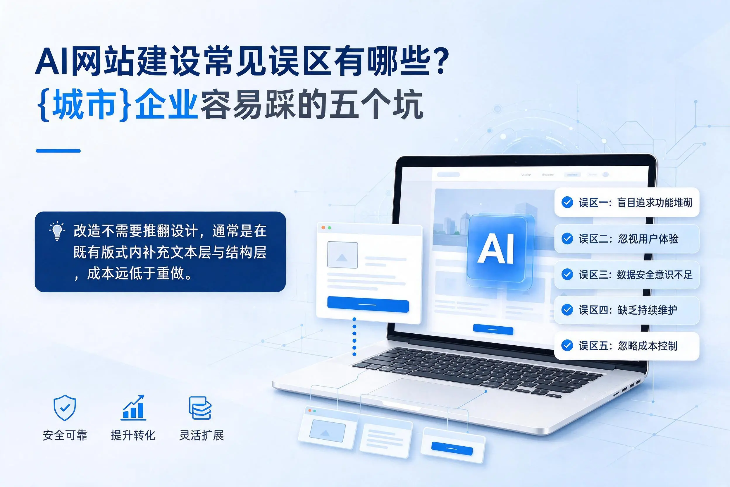 AI网站建设常见误区有哪些?临沧企业容易踩的五个坑